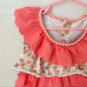 Pink & Floral Ruffle Dress with Yellow Buttons SZ 3T